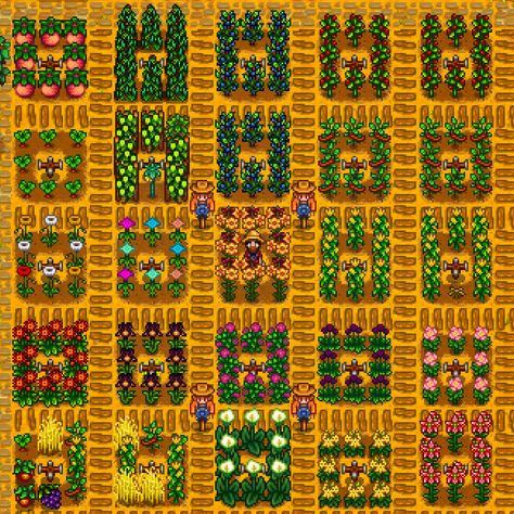 Tree Layout Stardew Valley, Stardew Valley Planting Layout, Stardew Valley Spring Crops Profit, Stardew Crop Layouts, Forest Farm Layout Stardew Valley Year 1, Stardew Crops Layout, Stardew Spring Crops, Stardew Valley Tree Farm Layout, Stardew Valley Fruit Trees Layout