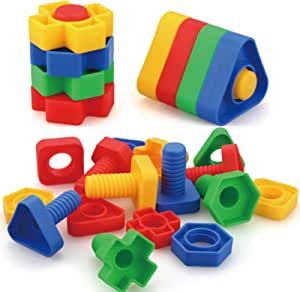 AIBELY Jumbo Nuts and Bolts Toys 52Psc for Toddlers Preschoolers Kids, STEM Educational Montessori Building Construction Screw Matching Activities for 3,4,5 Year Old Boy and Girl. : Amazon.ca: Toys & Games Kids Workbench, Therapy Toys, Learning Toys For Toddlers, Matching Activity, Montessori Materials, Fine Motor Activities, Stem Toys, Nuts And Bolts, Learning Colors