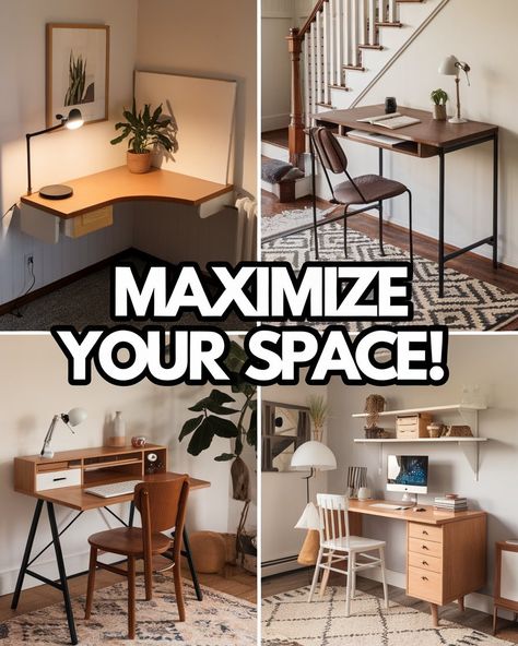 Cramped for space? Discover small Desk Ideas that fit perfectly into any nook! From a sleek Floating Desk or Wall Mounted Desk to a cozy Desk Nook, these solutions make the most of Desks For Small Spaces while keeping style in mind. Perfect for tight areas, these designs help maximize every inch. #gg #homedesigninsider #spacesavingdeskideas Small Room Design Office, Space Saving Desk Ideas Tiny Bedrooms, Murphy Desk Small Spaces, Hidden Desk In Bedroom, Compact Desk Small Spaces, Narrow Desk Ideas, Space Saving Desk Ideas, Small Desk Ideas, Desk Small Space