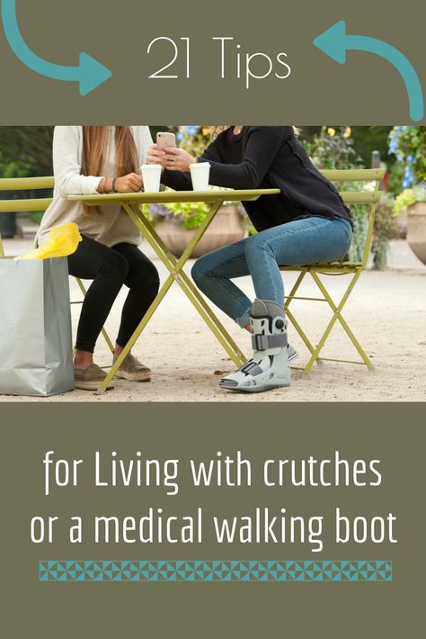 Real life tips to living with crutches and a medical walking boot following an ankle injury or foot injury.  medical boot cover | night wear | aircast | boot bling | walking cast | ankle surgery | foot surgery | recovery tips Aircast Boot Outfit, Crutches Outfit What To Wear With, Outfits With A Boot Cast, Outfits With Medical Boot, Post Ankle Surgery Recovery, Medical Boot Outfit, Brostrom Ankle Surgery, Walking Boot Cast Outfits, Achilles Surgery Recovery Tips