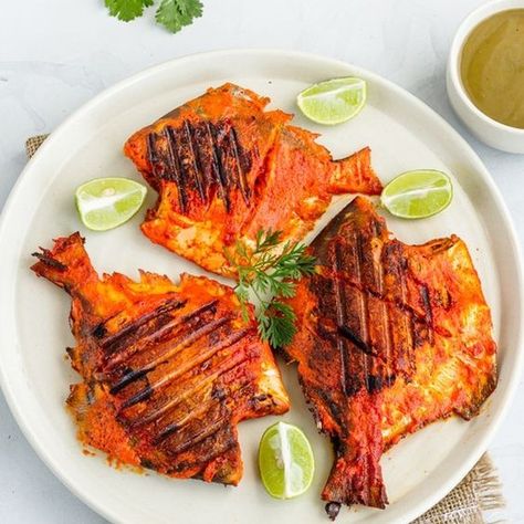 🔥🐟✨ Indulge in perfection: Our Tandoori Pomfret is a feast for the senses! 🍽️✨ Savory, succulent, and infused with aromatic spices, it's a true delight for seafood enthusiasts. Dive into the flavors of India at Indian Kebab And Curry today! 🌶️🔥 #TandooriPomfret #IndianKebabAndCurry #SeafoodSensation #FlavorsOfIndia #TandooriPomfret #IndianFood #SeafoodLovers #BangkokFood #BangkokEats #ThaiFood #FoodieBangkok #IndianCuisine #TasteOfIndia #DeliciousFood #InstaFood #FoodPhotography #Foodgasm #Fo... Pomfret Recipe, Tandoori Fish, Pomfret Fish, Chicken Quinoa Salad, Tofu Chicken, Bangkok Food, Restaurant Advertising, Banana Oat Muffins, Chicken Meatball Recipes