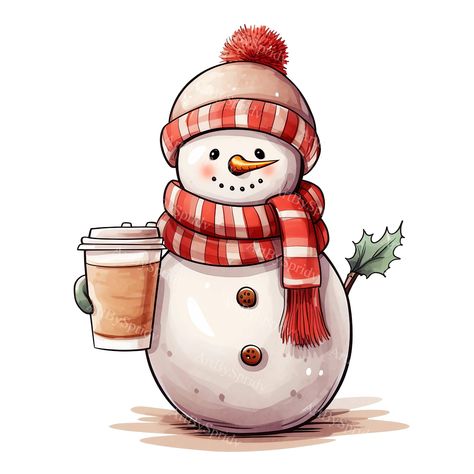 Snowman With Cups, Christmas Clipart Free Printable, Christmas Images Clipart, Christmas Decor Printable, Xmas Clipart, Parties Decorations, Snowman Clipart, Christmas Bookmarks, Coffee Png