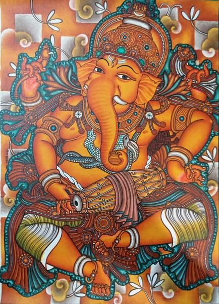 Mural Paintings, Ganesh Art Paintings, Kerala Mural Painting, Ganesh Art, Indian Painting, Om Namah Shivaya, Ganesha Painting, Ganesha Art, Indian Folk Art