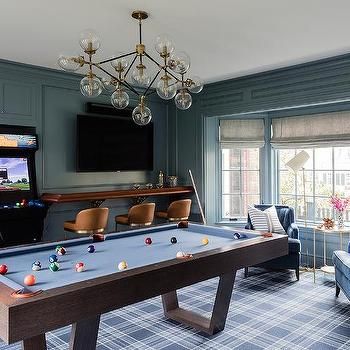 Blue Game Room, Game Room Idea, Erin Gates Design, Traditional Meets Modern, Patrick Ahearn Architect, Patrick Ahearn, Pool Table Room, Gates Design, Style Anglais