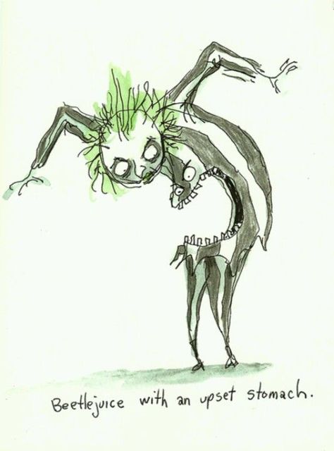 BEETLEJUICE (1988) art by Tim Burton Tim Burton Sketches, Tim Burton Artwork, Tim Burton Drawings, John Kenn, Tim Burton Beetlejuice, Tim Burton Characters, Tim Burton Style, Tim Burton Art, Tim Burton Films