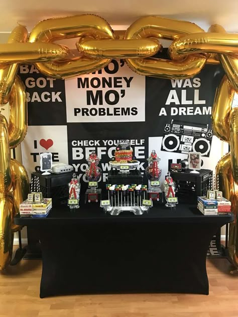 All Things 90’s Birthday Party Ideas | Photo 2 of 25 | Catch My Party 90s Theme Party Decorations, 90s Hip Hop Party, Hip Hop Birthday Party, 90s Party Ideas, 90s Party Decorations, Hip Hop Birthday, 90s Theme Party, Adult Party Themes, Hip Hop Party