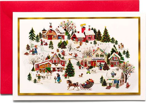 Wintery Scene, Small Town Christmas, Holiday Box, Counting Cards, Happy New Year Cards, Old Fashioned Christmas, New Year Card, Christmas Box, Office Stationery