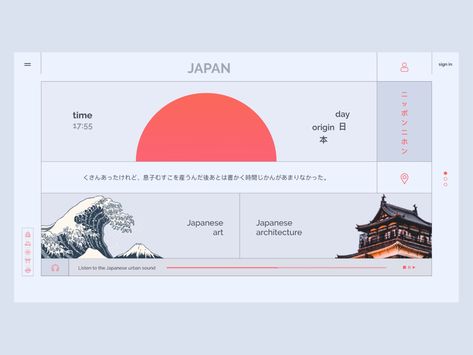 Japan UI by Salome Kachibaia Japanese Ux Design, Japan Website Design, Japan Web Design, Japan Presentation, Japan Branding, Japan Website, Japanese Website, Web Japan, Brand Board Design