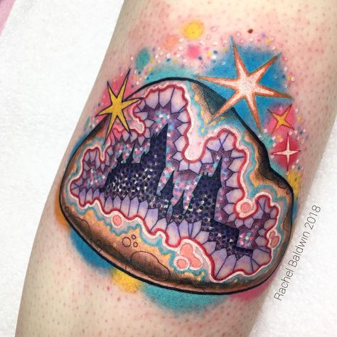 Glitter Crystal Tattoo, Crystal Chest Tattoo, Geode Tattoo, Dark Crystal Tattoo, Crystals Tattoo, Crystal Tattoos, Hogwarts Tattoo, Gem Tattoo, Tattoos Inspo