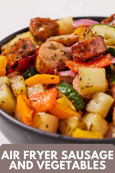 Air Fryer Sausage And Vegetables, Aidells Sausage, Air Fryer Sausage, Sausage Stir Fry, Sausage And Vegetables, Roaster Recipes, Kielbasa And Potatoes, Sausage And Veggies, Parmesan Crusted Chicken Recipe