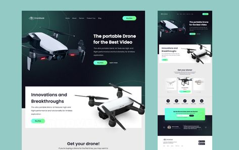 Drone Landing Page UI - Figma File Drone Website, Food Website Design, Drone App, Landing Ideas, Travel Website Design, Landing Page Ui, Drone Design, Unmanned Aerial Vehicle, Educational Content