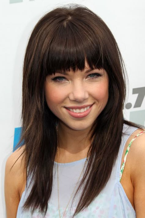 straight fringe hairstyle for long hair Long Hair And Bangs Straight, Long Hairstyles For Thick Hair Straight, Long Hair With A Fringe, Full Fringe Haircut, Medium Length Straight Hair With Layers And Bangs, Long Hair Layered Bangs, Long Straight Hairstyles With Bangs, Short Layers Long Hair With Bangs, Long Hair Fringe Styles