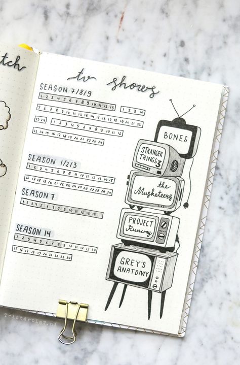 Tv Show Tracker, Show Tracker, Bullet Journal Collections, Daily Bullet Journal, Bullet Journal Titles, How To Bullet Journal, Bullet Journal Tracker, Round Robin, Bullet Journal Aesthetic