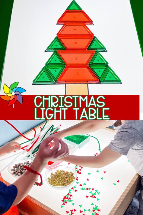 Holiday Light Table Activities, Christmas Light Table Preschool, Christmas Lights Name Preschool, Christmas Light Table Ideas, Christmas Table Top Activities Preschool, Gingerbread Light Table, Christmas Light Names Preschool, Light Table Christmas Activities, Project Approach Preschool Ideas