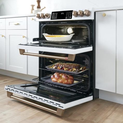 Double Oven Electric Range, Cafe Appliances, Gas Range Double Oven, Double Oven Range, Slide In Range, Kitchen Elegant, Induction Range, Dual Fuel Ranges, Gas Oven