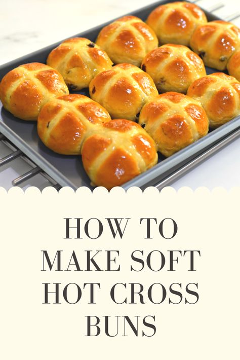 Fluffy Hot Cross Buns Recipe, Soft Hot Cross Buns Recipe, Hotcross Bun Recipes, Hot Cross Buns Recipe Pioneer Woman, Best Hot Cross Buns Recipe, Sweet Buns Recipe, Easy Hot Cross Buns Recipe, Hot Cross Buns Recipe Easy, Buns Recipe Easy