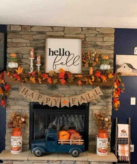 Christmas Chimney Decoration Ideas, Fall Decor On Fireplace Mantle, Fall Mantel Decoration Ideas, Easy Fall Mantle, Fall Chimney Decor Fire Places, Thanksgiving Chimney Decor, Simple Fall Mantle Decor Farmhouse, Fireplace Fall Decorating Ideas With Tv, Fall Chimney Decor