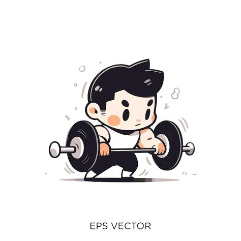 Vector illustration vector illustration ... | Premium Vector #Freepik #vector #clipart #lifter #biceps #weightlifting Cartoon Fitness Art, Exercise Cute Cartoon, Army Illustration, Weightlifting Illustration, Gym Vector Art, Gym Vector Illustration, People Exercising Illustration, Chibi Illustration, Train Drawing