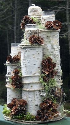 Centerpiece Birch Tree Decor, Holiday Mason Jar, Birch Tree Wedding, Birch Wedding, White Birch Trees, Winter Planter, Deco Nature, Christmas Mason Jars, Christmas Candle Holders