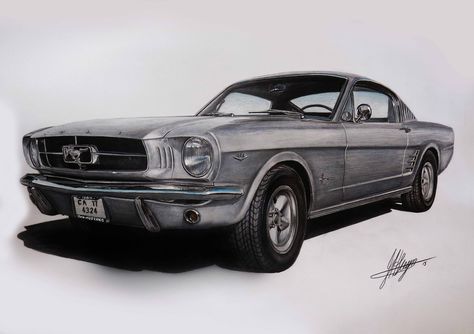 Ford Mustang car drawing, Muscle car. Old Mustang Drawing, Old Car Sketch, Mustang Car Drawing, Old Mustang, Mustang Drawing, Shading Practice, Mustang Car, 1967 Mustang, Pencil Sketch Drawing