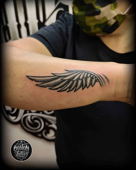 Freedom Tattoos Men, Tattoo Wings Arm, Angel Wing Tattoo Men, Small Wings Tattoo Design, Angel Wing Tattoo For Men, Wing Forearm Tattoo For Men, Eagle Wing Tattoos Arm, Wings Arm Tattoo, Wings Of Freedom Tattoo