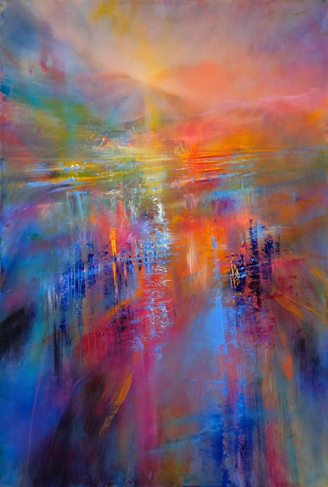 "Vibrant view II" oil and acrylic on canvas, 65 x 90 cm,    You can find out more about this and other paintings -including the prices - here:  https://annette-schmucker.de Worldwide shipping is possible.  #art #kunst #artlovers #contemporaryart #artwork #artist #painting #arte #abstractart #modernart #artgallery #kunstwerk #fineart #artcollector #design  #gallery #malerei #illustration #contemporaryartist #oilpainting #artforsale #contemporary #creative #exhibition #kreativ #malen #galerie Oil Pastel Background, Cold Wax Painting Technique, Pan Pastels Art, Lilac Art, Rome Painting, Abstract Scenery, Painting Interior Design, Harmony Art, Pastels Art