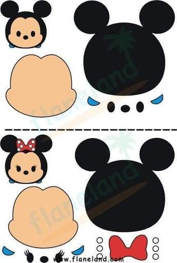 Felt Toys Patterns, Felt Crafts Patterns, Disney Tsum Tsum, Felt Pattern, Felt Patterns, Disney Diy, Disney Crafts, Mickey And Minnie, Tsum Tsum