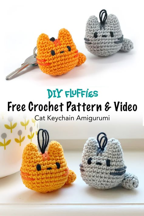 Crochet Stuffed Animals, Easy Beginner Crochet Patterns, Crochet Cat Pattern, Crochet Keychain Pattern, Crochet Animals Free Patterns, Beginner Crochet Projects, Crochet Amigurumi Free, Crochet Bookmarks, Quick Crochet