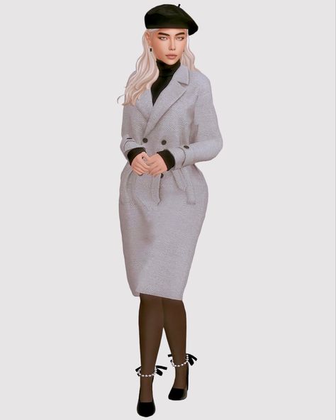 Sims 4 lookbook with all cc linked! follow @maplewhims on tumblr for more! 🤍 Sims 4 Cold Weather, Sims 4 Cold Weather Cc, Cc Lookbook, Cold Weather Attire, Cold Outfit, Casas The Sims 4, Coat Shoes, Cold Outfits, Sims 4 Mods Clothes