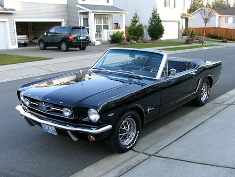 One day a 1965 Ford Mustang Converible WILL be mine! Vintage Black Convertible, 1965 Mustang Convertible Black, Convertible Pictures, 1965 Mustang Convertible, 1965 Ford Mustang Convertible, Black Mustang, Mustang Sally, Marvel Dr, Old Muscle Cars