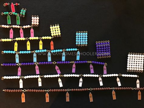 Learning The Square of a Number Using Montessori Short Bead Chain with Square Montessori Beads, Montessori Must Haves, Montessori Classroom Ideas, Math For Preschoolers, Letter C Activities, Water Cycle Activities, Math Montessori, Montessori Math Activities, Montessori Lessons