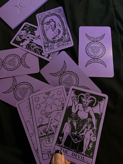 #purple #tarot #tarotdeck Purple Tarot Aesthetic, Purple Tarot Cards, Notion Aesthetic, Friend Aesthetic, Flight Rising, Aesthetic Board, Visual Board, Fashion Design Sketches, Oracle Cards