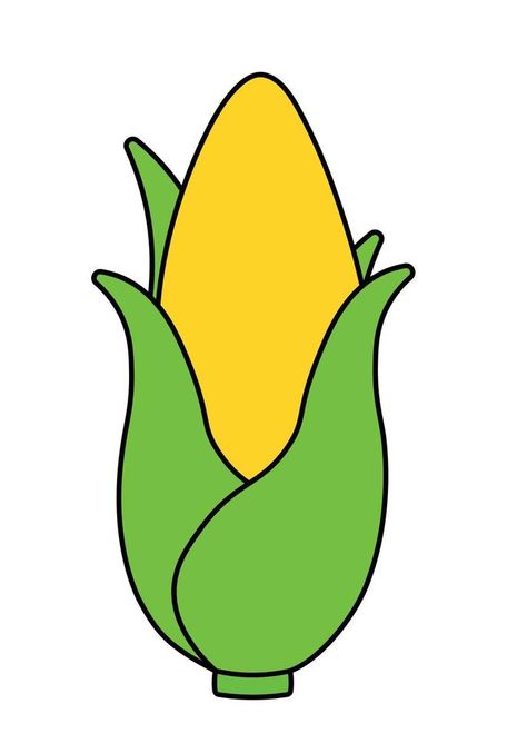 Hand Drawing Corn Vector Vegetable Icon Clipart with Black Line Corn Drawing Simple, Corn Drawing Easy, Cute Vegetables Drawing, Corn Vector, Corn Clipart, Corn Drawing, Black Clipart, Vegetable Drawing, Spirit Signs