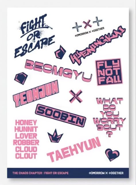 Txt Stickers Printable, Txt Character, Txt Scrapbook, Song Stickers, Kpop Printables, Kpop Scrapbook, Txt Stickers, Txt Poster, Txt Album