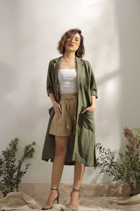 Linen Oversized Duster Coat - 0 / Olive Linen Trench Coat, Linen Jackets Women, Linen Duster, Fall Linen, Oversized Linen Shirt, Linen Coat, Linen Cardigan, Wardrobe Planning, Linen Jackets