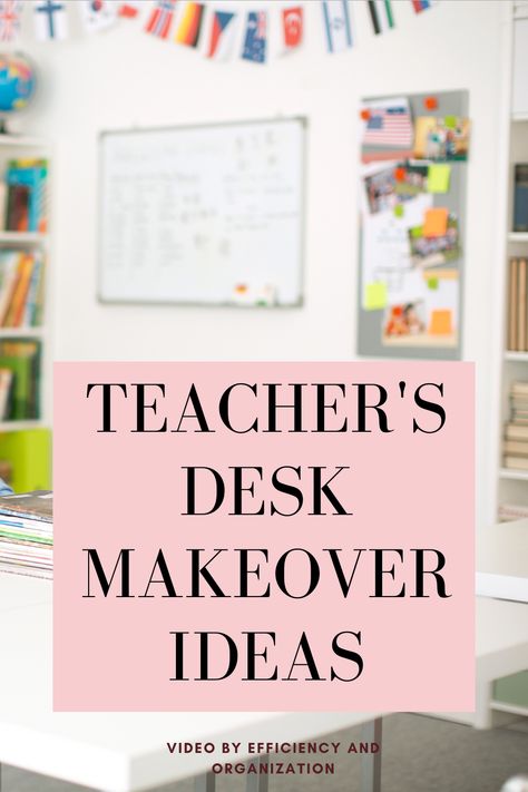 FOR #TEACHERS and #EDUCATORS : This is a short video on how you can do a teacher desk makeover that's unique, exceptional, and good for classroom engagement! #classroom #classroomengagement #teacherdesk #teacherdeskmakeover Decorate Teacher Desk Ideas, Classroom Decor Teacher Desk, Teacher Desk Ideas Work Spaces, Front Of Desk Decor Teacher, Decorated Teacher Desk, Decorating Teacher Desk, Metal Teacher Desk Makeover, Decorate Teacher Desk, Teacher Desk Inspiration