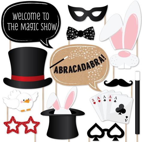 Magic Party Theme, Magic Decorations, Magician Party, Magical Birthday Party, Birthday Party Photo Booth, Magic Birthday Party, Cookie Birthday Party, Party Photo Booth Props, Magic Birthday