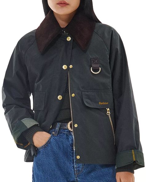 https://www.bloomingdales.com/shop/product/barbour-spey-waxed-cotton-jacket?ID=4761762&CategoryID=2910 Barbour Jacket Women Outfit, Barbour Jacket Women, Barbour Vest, Barbour Wax Jacket, Autumn Country, 2023 Clothes, Waxed Jacket, Barbour Women, Jacket Outfit Women