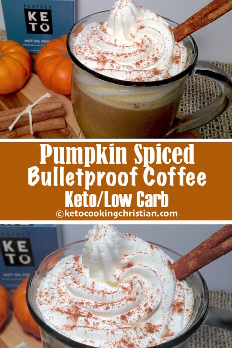 Pumpkin Spiced Bulletproof Coffee - Keto and Low Carb This pumpkin spiced bulletproof coffee will be a great addition to your morning!  And if you like pumpkin and have never had a pumpkin latte, you are in for a real treat! #ketorecipes #keto #lowcarb #ketodiet #ketogenicdiet #lowcarbdiet #ketogenic #lowcarbhighfat #lowcarbrecipes #lchf #glutenfree #ketoweightloss #ketocookingchristian French Vanilla Coffee Creamer, Healthy Pumpkin Spice Latte, Keto Coffee Creamer, Coffee Keto, Fat Bomb Recipes, Bulletproof Coffee Recipe, Pumpkin Spice Creamer, Keto Coffee Recipe, Vanilla Coffee Creamer