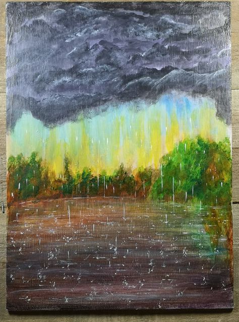 Rainfall Painting, Rain Painting, Rain Clouds, Storm Clouds, Drawings Simple, Rain Drops, Art Drawings Simple, Easy Paintings, Painting Frames