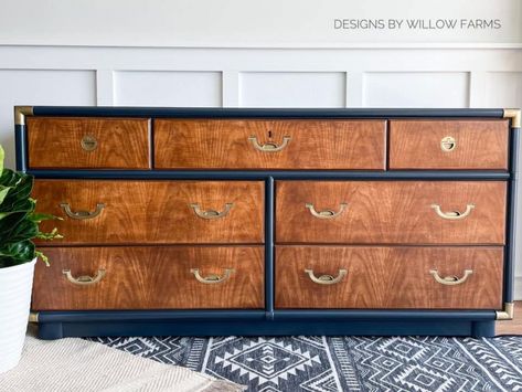 Antique Walnut Gel Stained Drexel Dresser | General Finishes Design Center Drexel Dresser Makeover, Walnut Gel Stain, Furniture Stain, General Finishes Gel Stain, Gel Stains, Java Gel Stains, Java Gel, Drexel Furniture, Repurpose Furniture