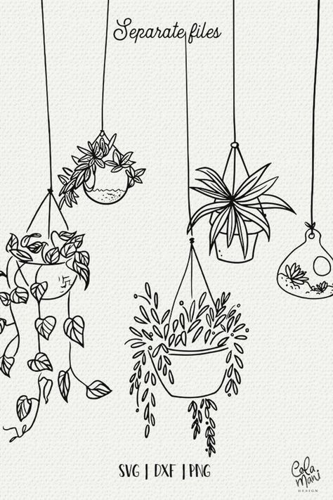 Indoor Hanging Plants, Plant Doodle, Arte Doodle, Doodle Art Journals, Hanging Plants Indoor, Seni Dan Kraf, Doodle Art Drawing, Drawing Clipart, Easy Doodle Art