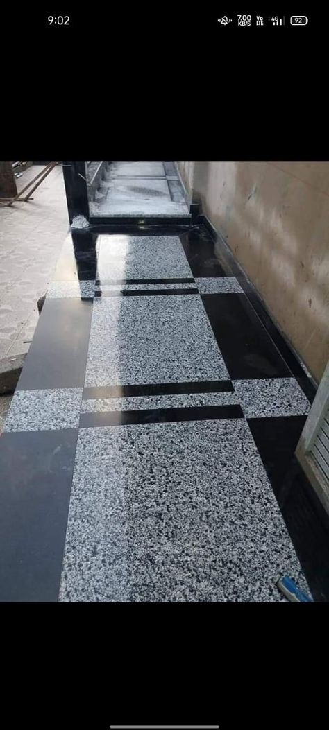 Porch Floor Ideas Granite, Parking Marble Design, P White Granite Flooring, Granite Stone Flooring Design, Granite Flooring Design In India, Porch Granite Flooring Design, Parking Flooring Pattern, Granite Flooring Design Outdoor, Parking Granite Flooring Pattern