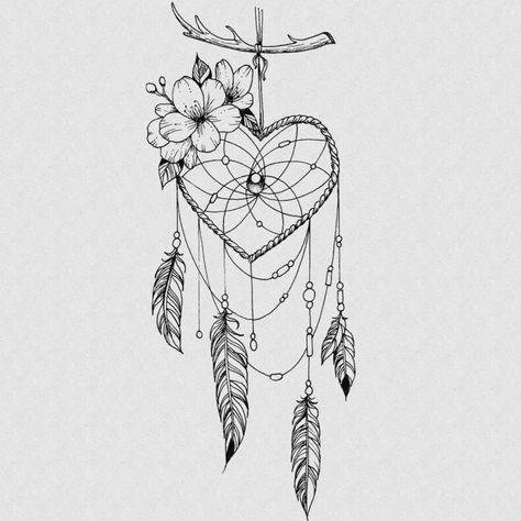 Dreamcatcher Tattoo Thigh For Women, Heart Dream Catcher Tattoo, Pierce Ideas, Rework Tattoo, Simple Dream Catcher Tattoo, Dreamcatcher Tattoo Back, Heart Shaped Dream Catcher, Dreamcatcher Tattoo Thigh, Dream Catcher Henna