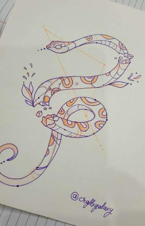 Pretty Snake Drawing, Fantasy Snake Drawing, Snake In Skull Drawing, Snake Front View Drawing, Cool Snake Drawings, Nengajo Cards, How To Draw A Snake, Snake Drawing Reference, Cute Snake Art