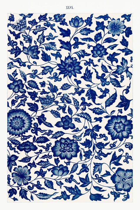 Blue flower pattern, Examples of Chinese Ornament selected from objects in the South Kensington Museum and other collections by Owen Jones. Digitally enhanced plate from our own original 1867 edition of the book. | free image by rawpixel.com Blue China Patterns, 16 Tattoo, Chinese Ornament, Blue Flower Pattern, Owen Jones, Chinese Flower, Chinese Pattern, Chinese Design, Blue Pottery