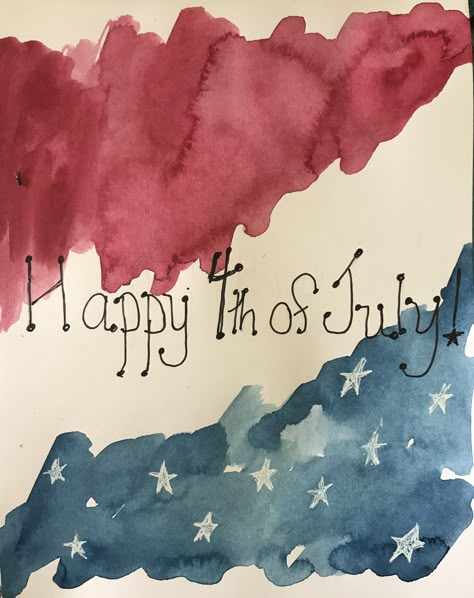 Memorial Day Watercolor, 4th Of July Watercolor Paintings, Fourth Of July Watercolor, Red White And Blue Painting, Fourth Of July Watercolor Painting, Patriotic Watercolor Paintings, July Journal, Patriotic Watercolor, Flag Watercolor