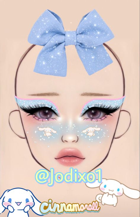 Cinnamon Roll Sanrio Makeup, Sanrio Inspired Makeup, Cinnamoroll Makeup Look, Cinnamoroll Moodboard, Cinnamon Roll Makeup, Sanrio Makeup Look, Decora Makeup, Cinnamoroll Cosplay, Cinnamoroll Makeup