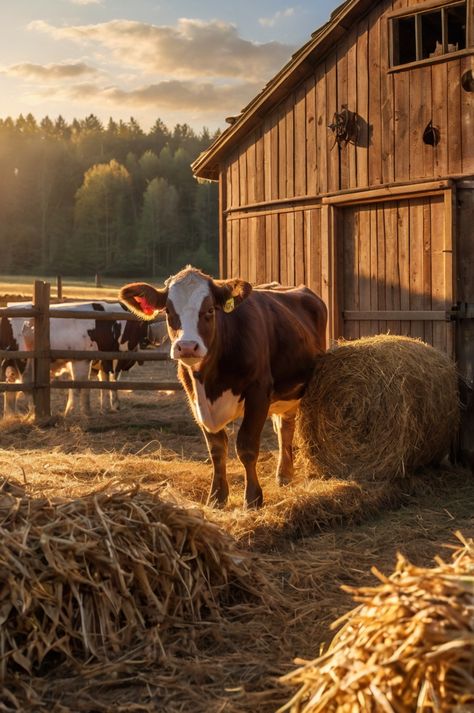 Farm Cows Country Life, Aesthetic Cow Pictures, Country Style Breakfast, Barnyard Aesthetic, Cows Aesthetic, Farm Life Photography, Barn Aesthetic, Cow Barn, Breeds Of Cows