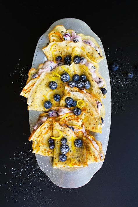 Blueberry Cream Cheese Filling, Blueberry Crepes, Lemon Crepes, Pane Dolce, Blueberry Cream Cheese, Lemon Poppy, Oreo Dessert, Lemon Poppyseed, Weekend Breakfast